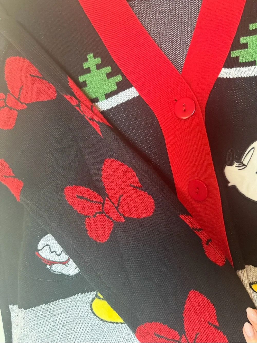 Disney Black Red Holiday Mickey & Minnie Cardigan
